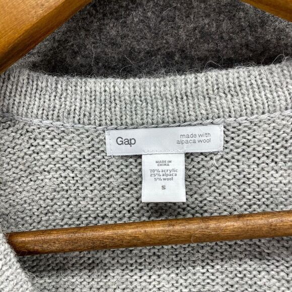 Gap Cardigan Women S Small Gray Knit Alpaca Button Up Long Sleeve Pockets Casual - Picture 5 of 8